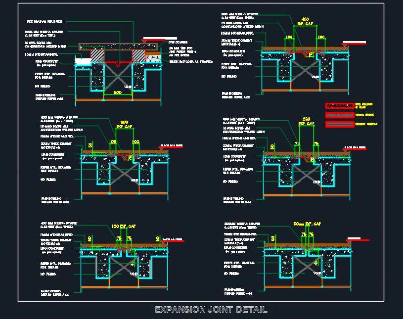 Expansion Joint Detail DWG- Vertical Layout for Different Floors